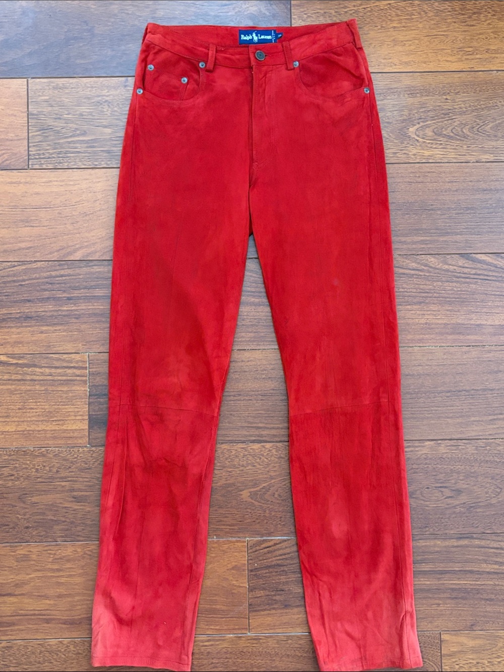 Ralph Lauren Vibrant Red ultra suede high-rise women’s pants size 28
